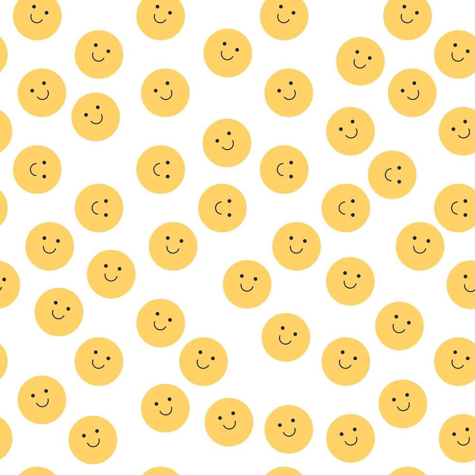 Funny faces with smile, icon seamless. Mood expression, emoji pattern. illustation vector