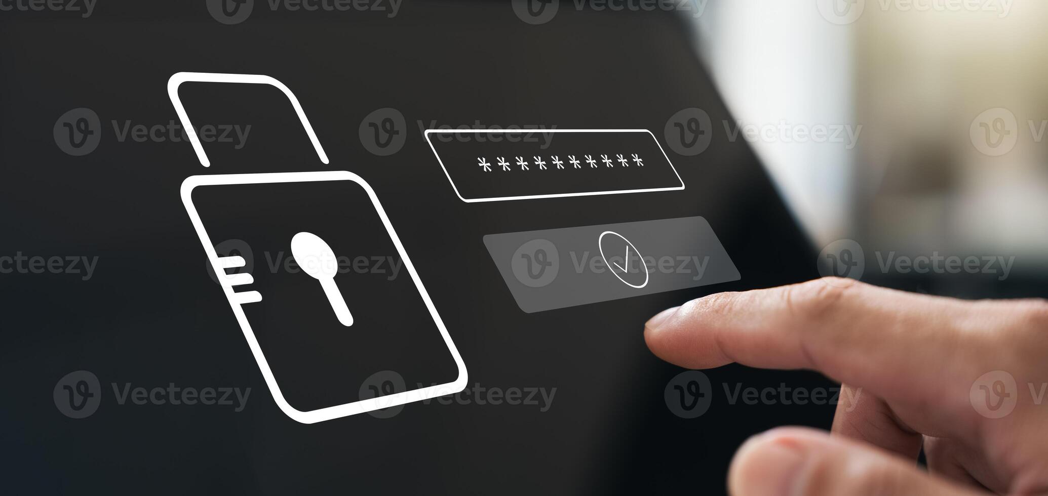 Cyber security and data protection, businessman using tablet Encrypt security locks. photo