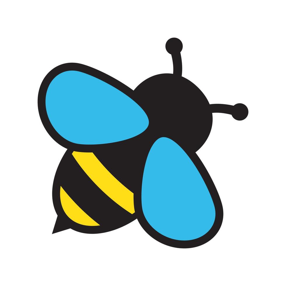 Honey Bee flat icon. Insect character. Cartoon flying bee. vector
