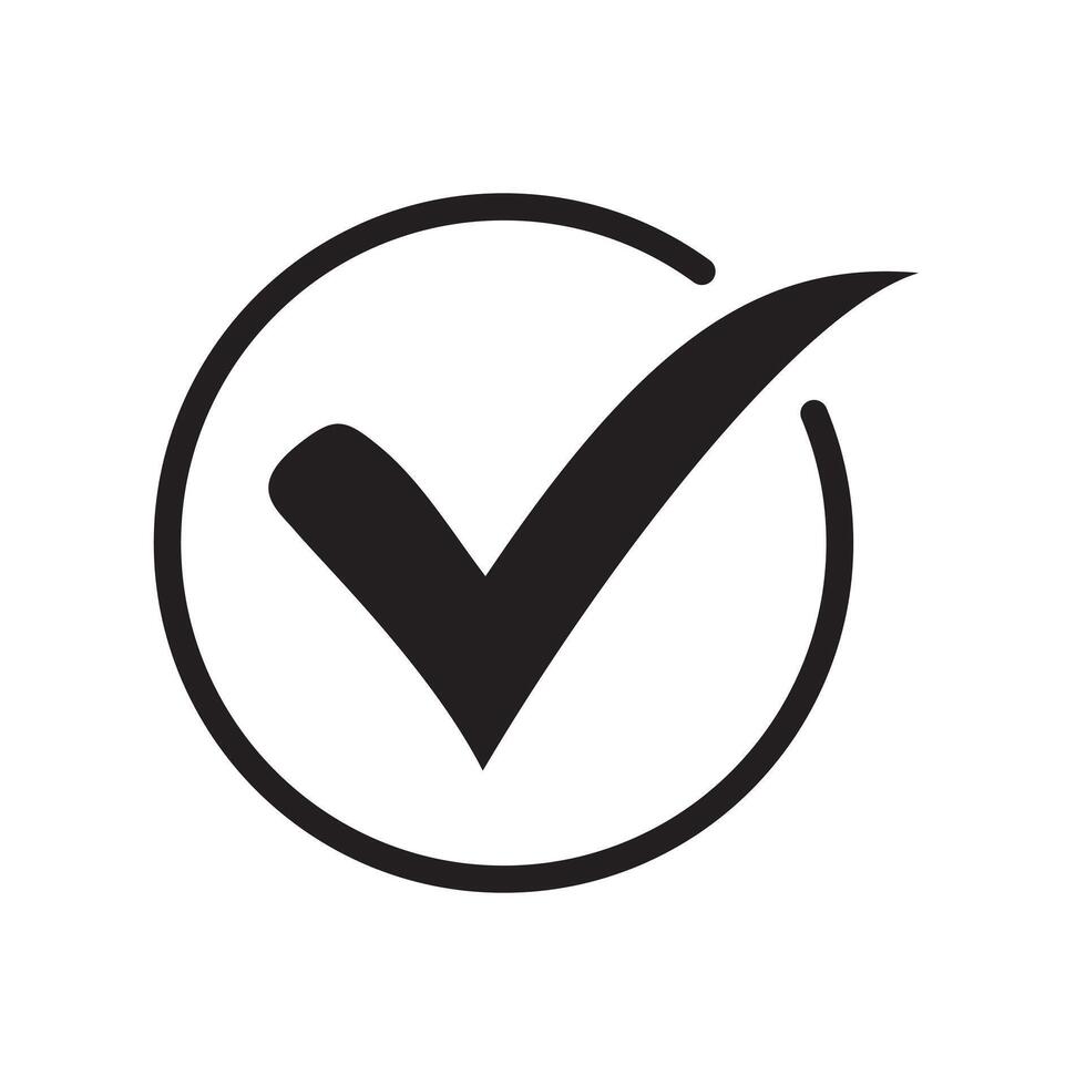 Tick icon symbol, checkmark, checked icon or correct choice sign, check mark or checkbox pictogram vector