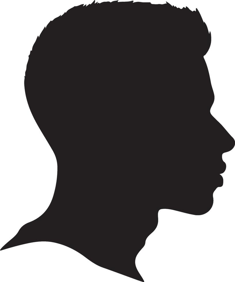 Male Head Silhouette Illustration White Background vector