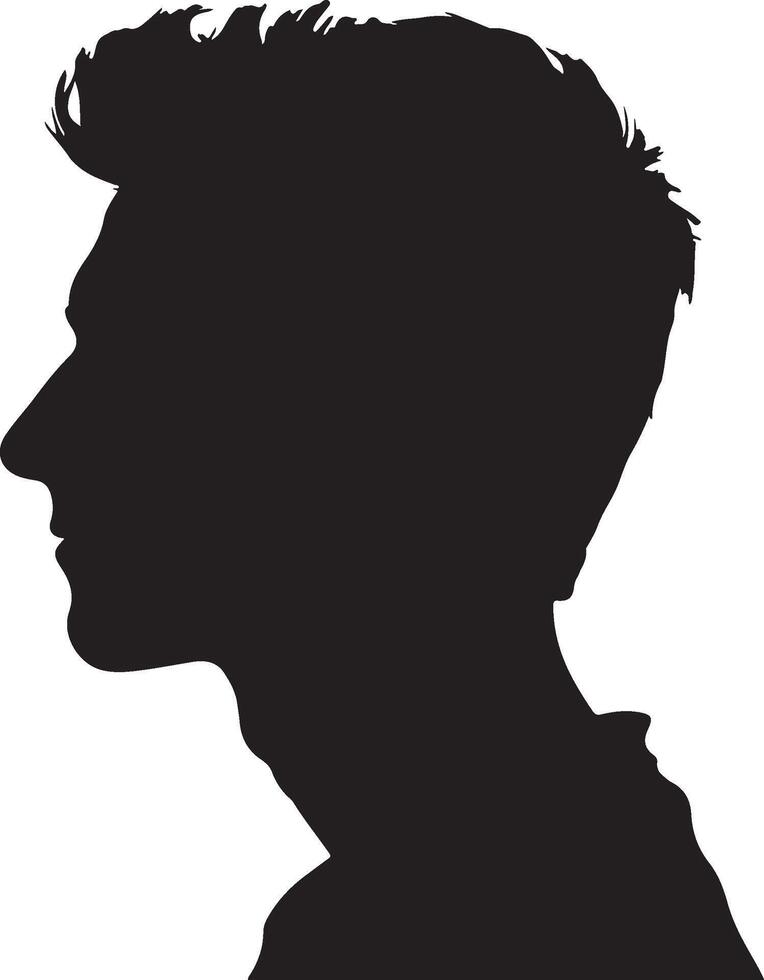Male Head Silhouette Illustration White Background vector