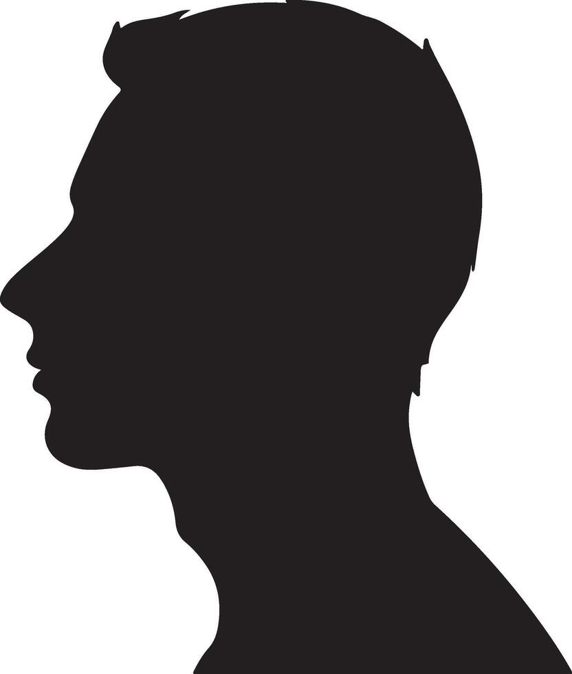 Male Head Silhouette Illustration White Background vector
