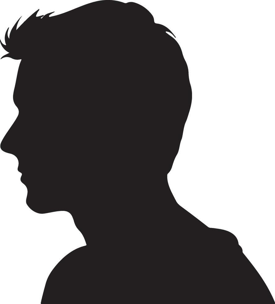 Male Head Silhouette Illustration White Background vector