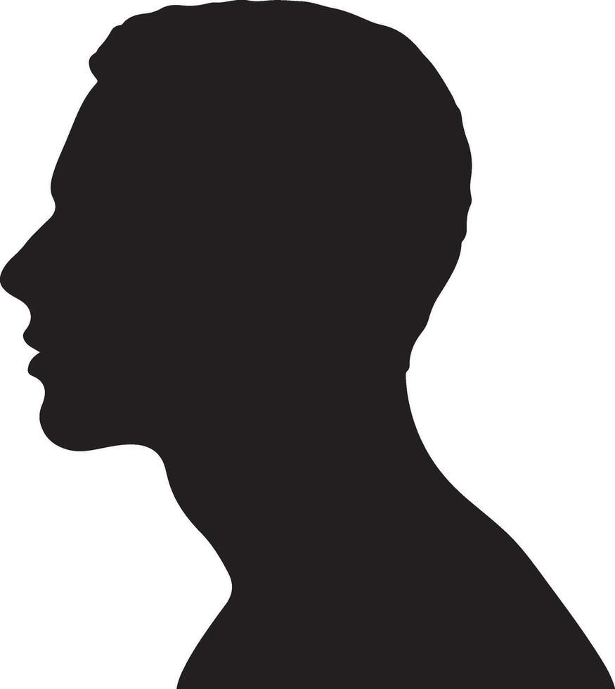 Male Head Silhouette Illustration White Background vector