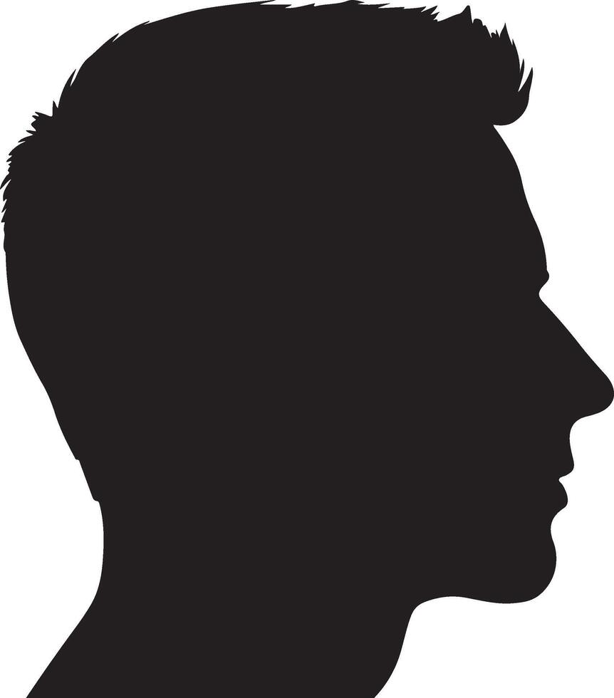 Male Head Silhouette Illustration White Background vector