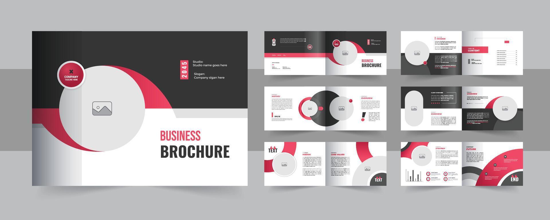 Construction Landscape brochure design. company profile 16 pages layout brochure template vector