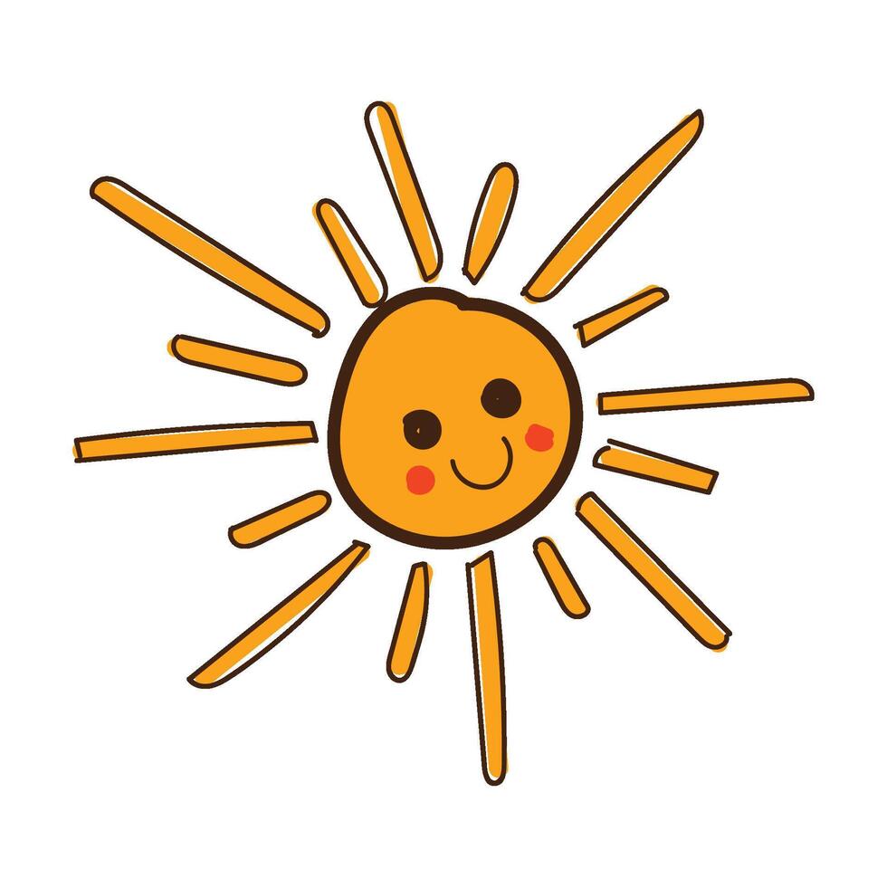 Sun doodle summer sun design element. Hand drawn cute sun symbols design. vector
