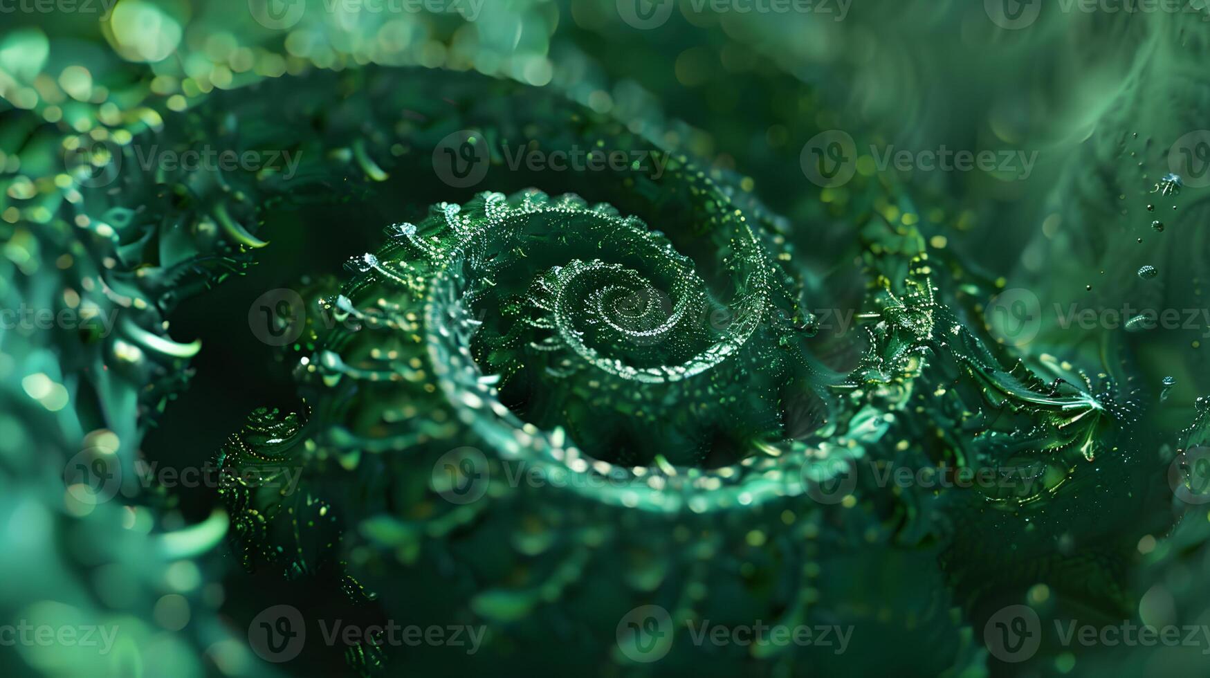 Cascading Emerald Spirals in 3D photo
