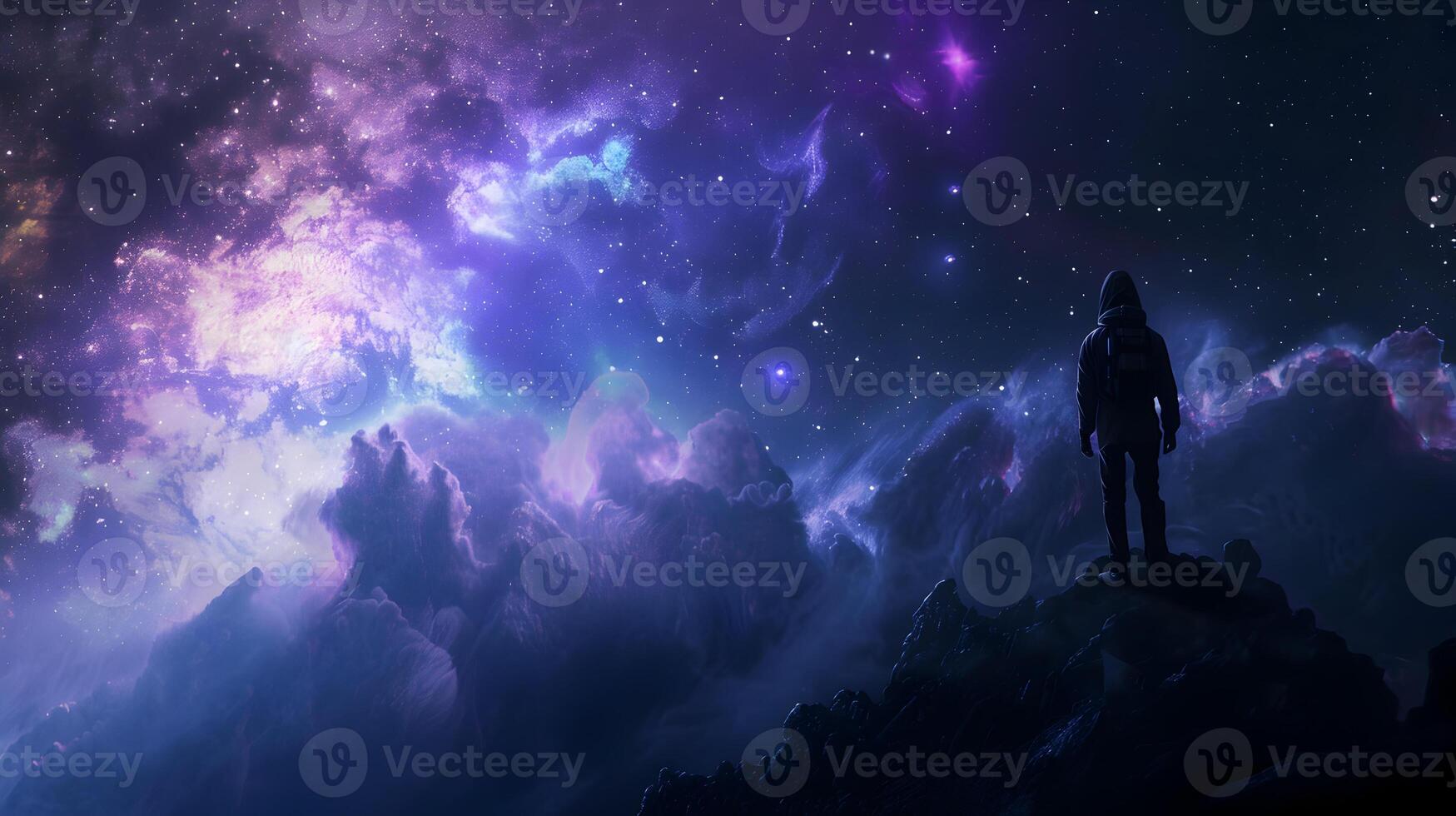 Astro Traveler A Solitary Figure in the Vastness of Space photo