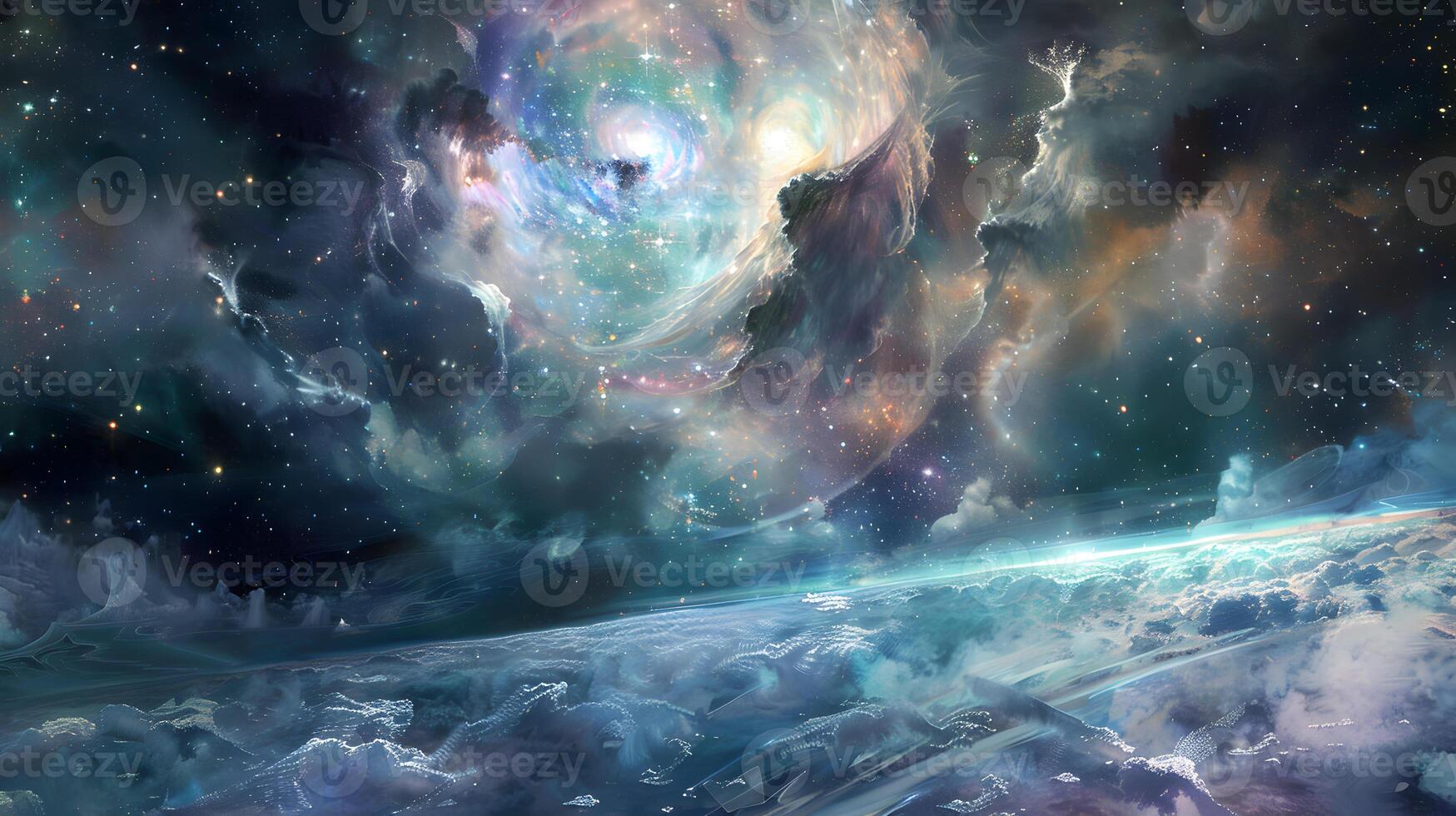 Stardust Dreamscape A Serene and Ethereal Cosmic Landscape photo