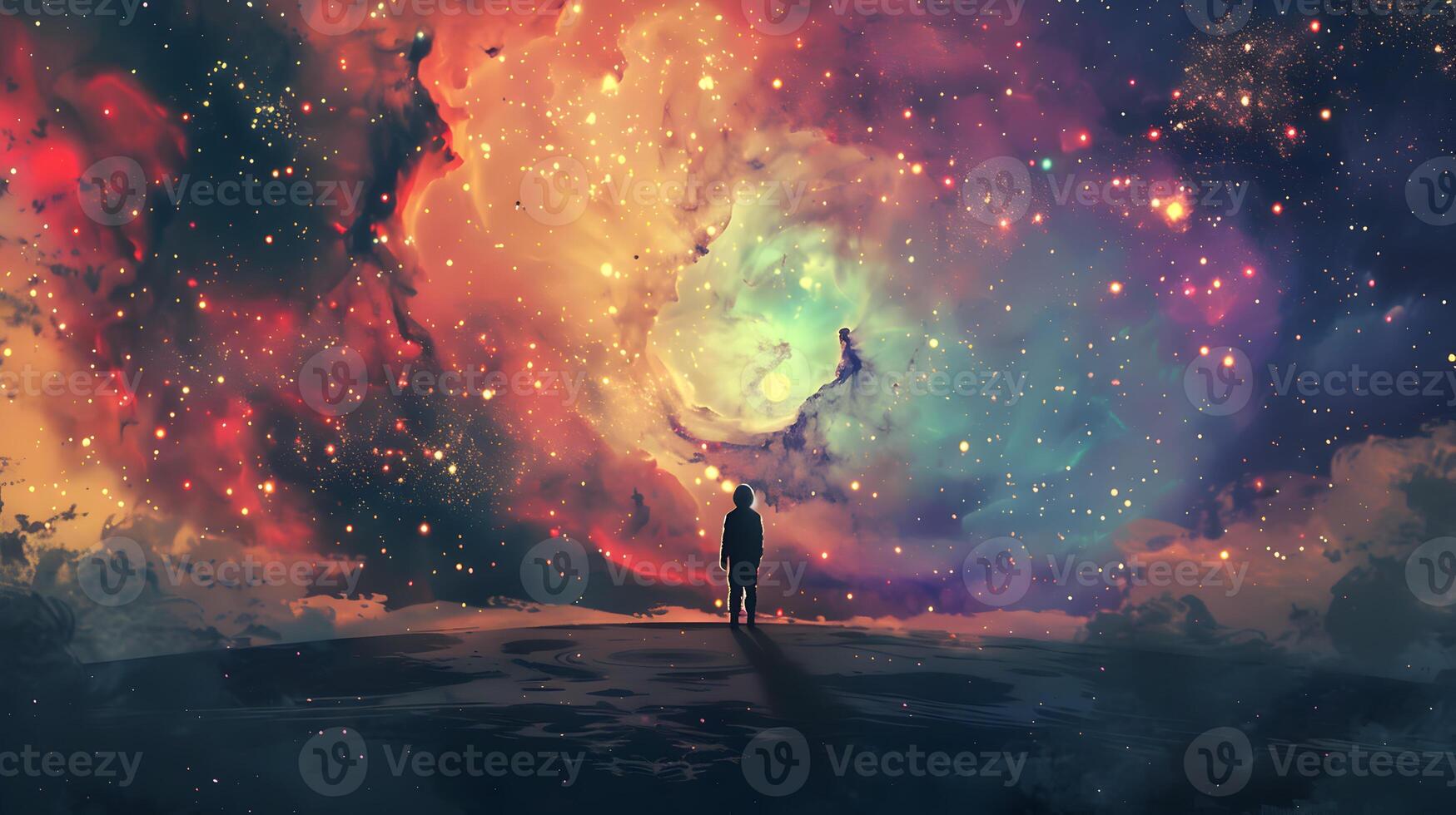 Astro Traveler A Solitary Figure in the Vastness of Space photo