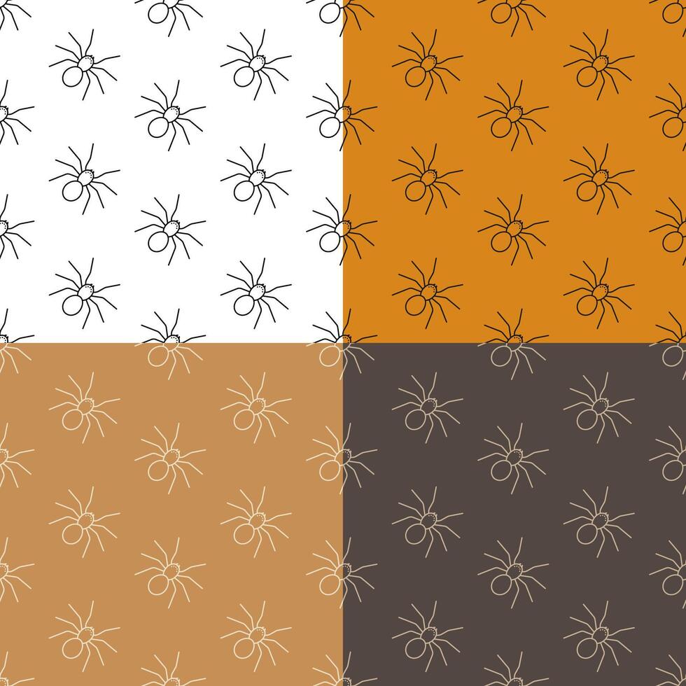 set of seamless patterns with terrible spiders icon. Ornament for decoration and printing on fabric. Design element. vector