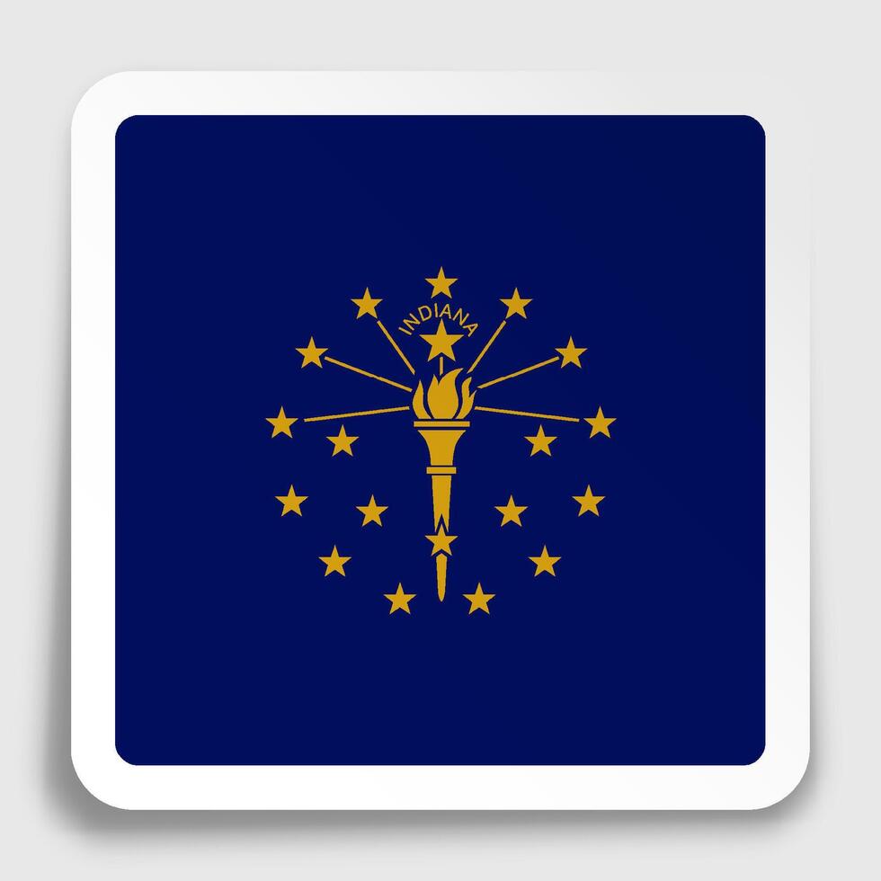 american state of INDIANA flag icon on paper square sticker with shadow. Button for mobile application or web. vector