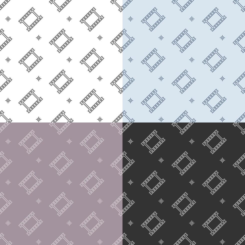 set of seamless patterns with Part of old 35 mm photo film. Ornament for decoration and printing on fabric. Design element. vector