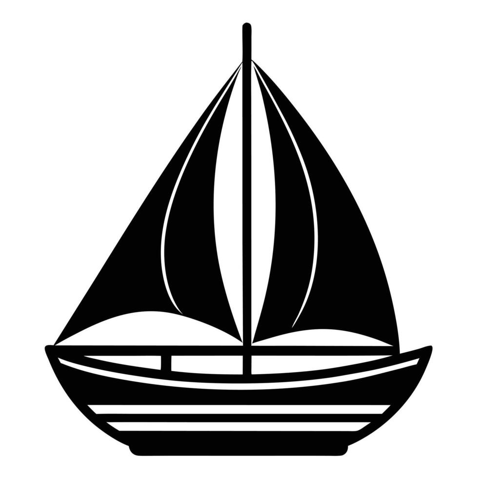 line art icon illustration of sailboat vector
