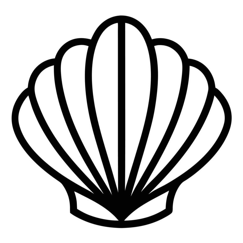 line art icon illustration of seashell vector