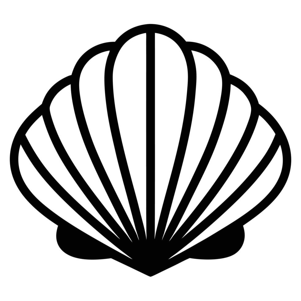 line art icon illustration of seashell vector