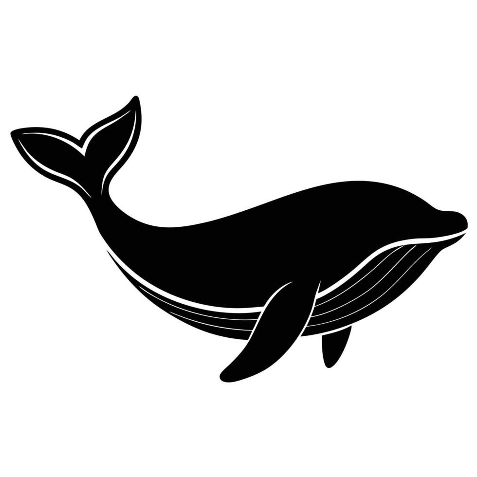 line art icon illustration of whale vector