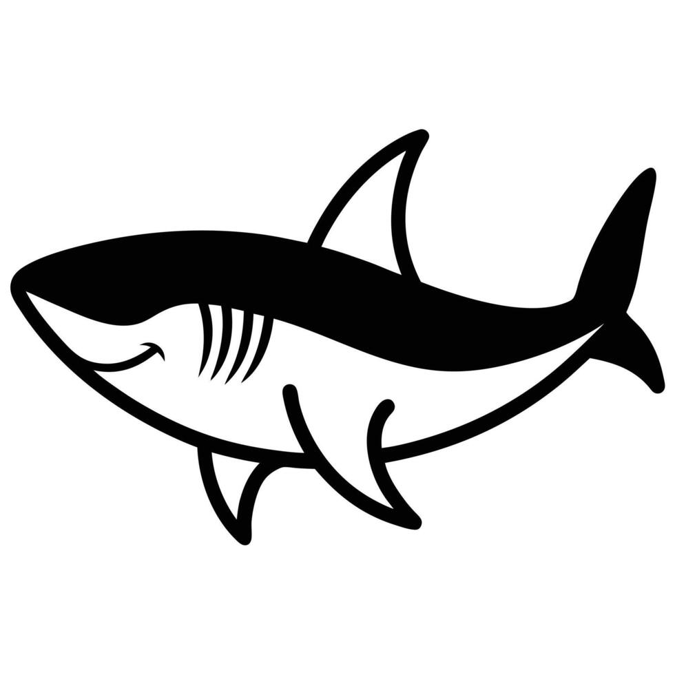 line art icon illustration of shark vector