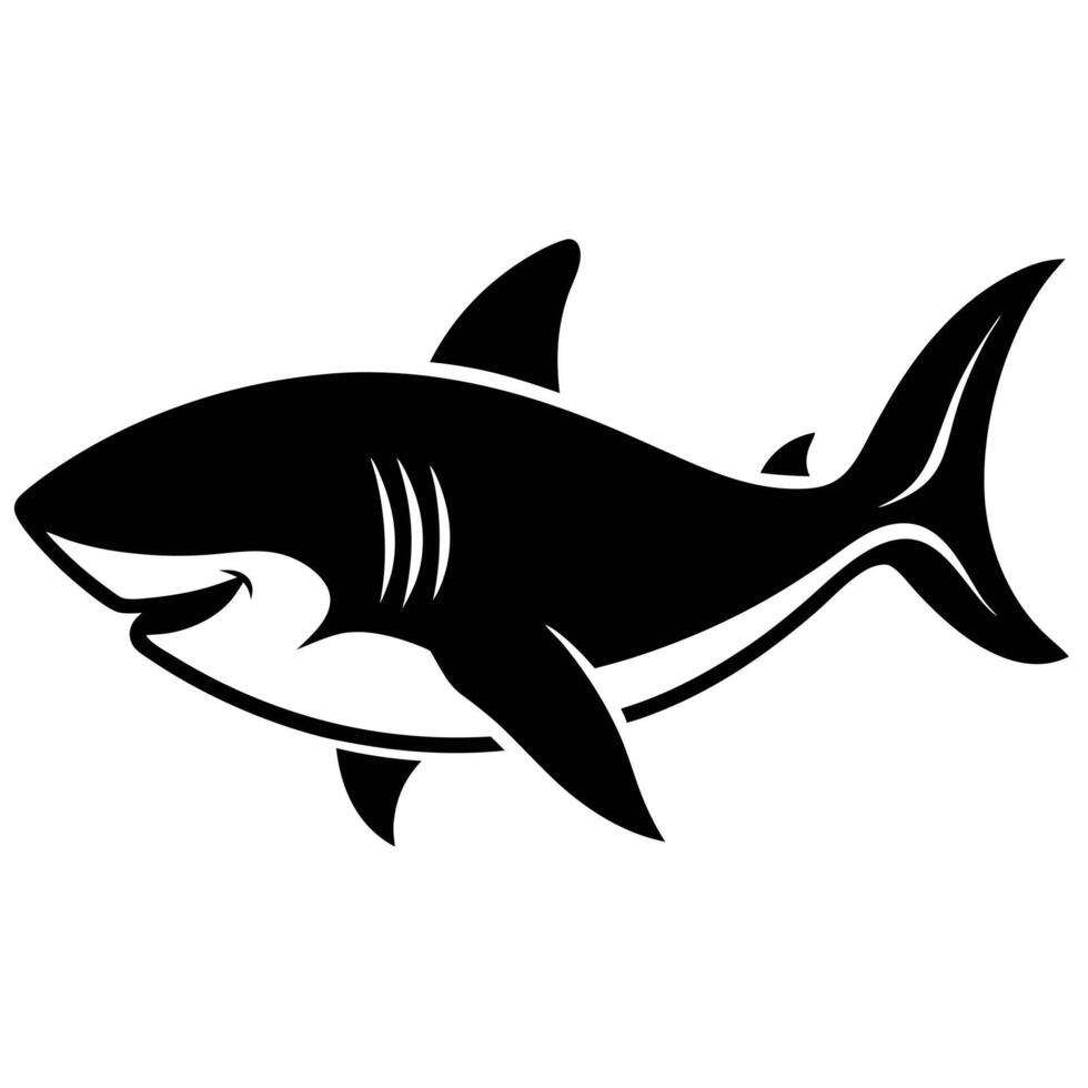line art icon illustration of shark vector