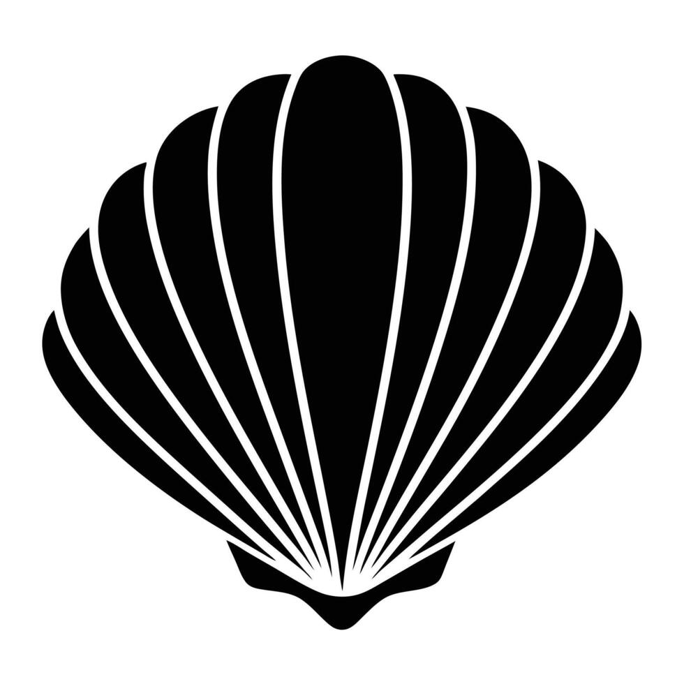 line art icon illustration of seashell vector