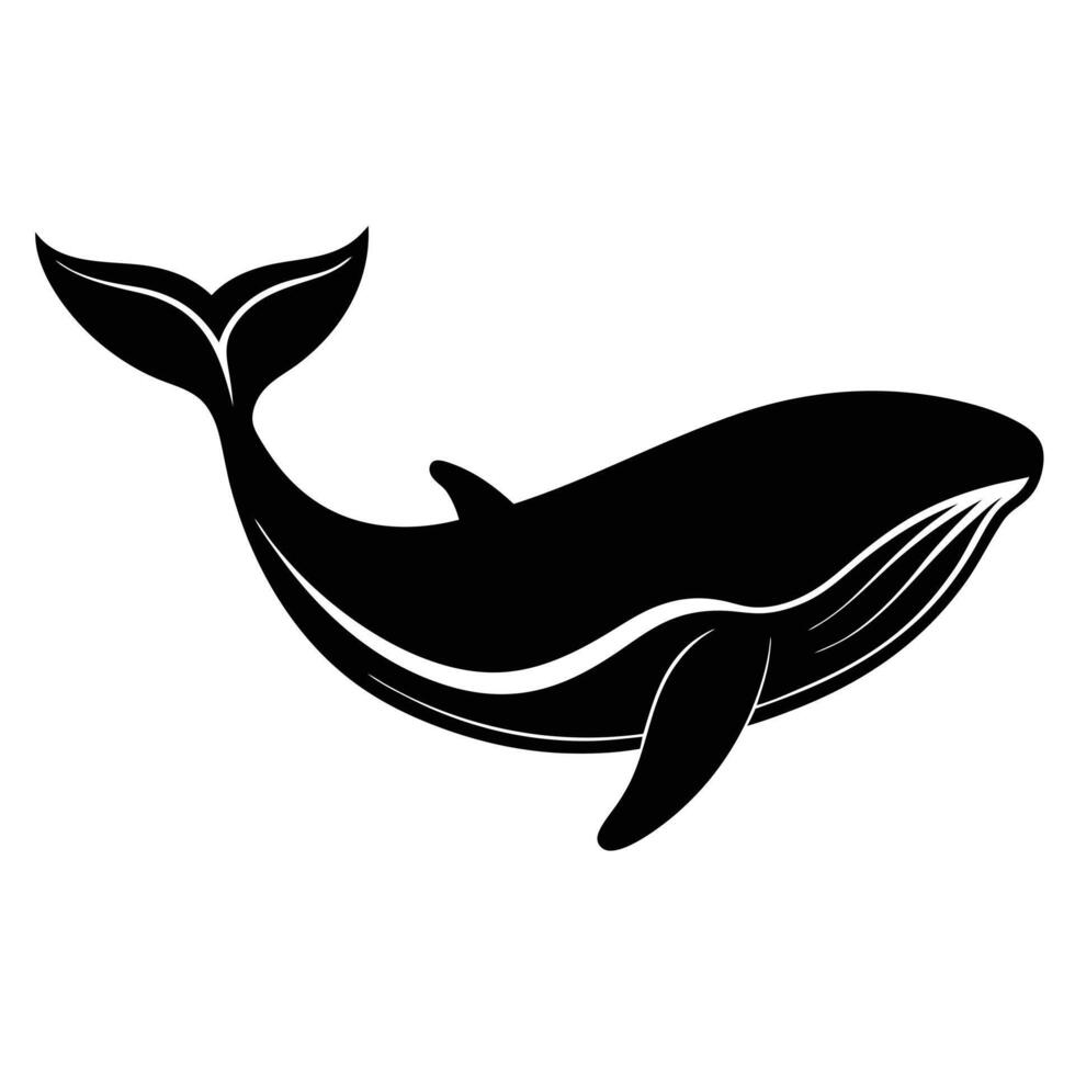 line art icon illustration of whale vector