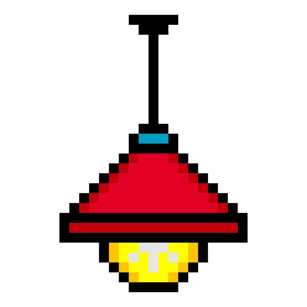 Hanging lamp in pixel art style vector