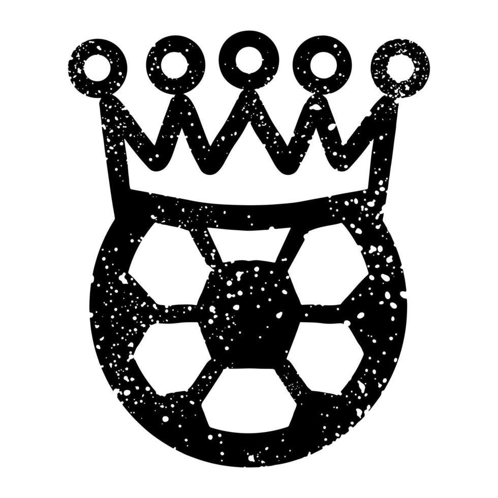 Hand drawn soccer ball crown spray paint graffiti in grunge texture style vector