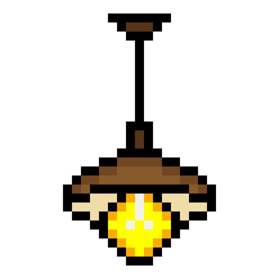 Hanging lamp in pixel art style vector