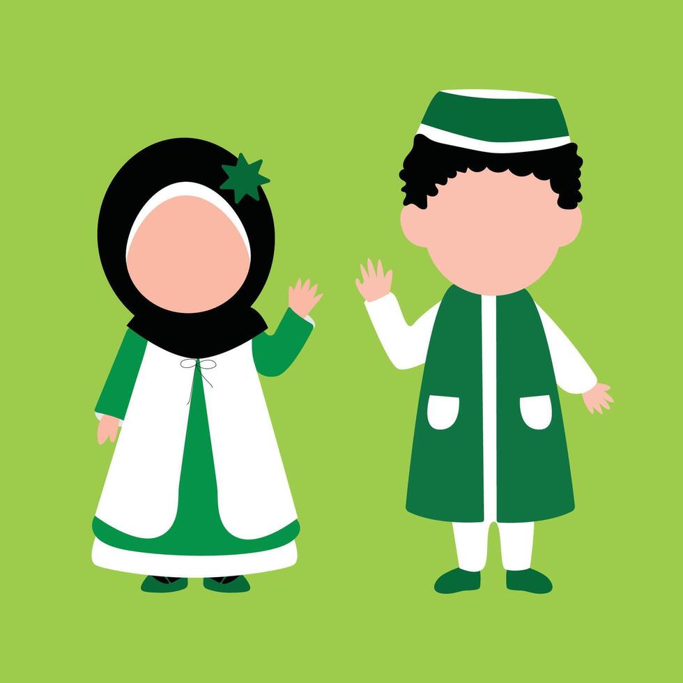 Muslim Kid Character Ilustrator Free vector