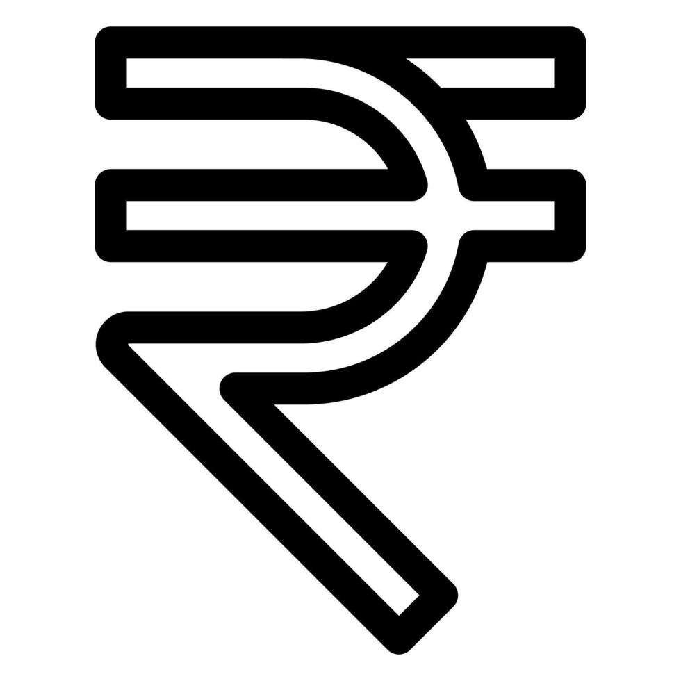 rupee line icon isolated on white background vector
