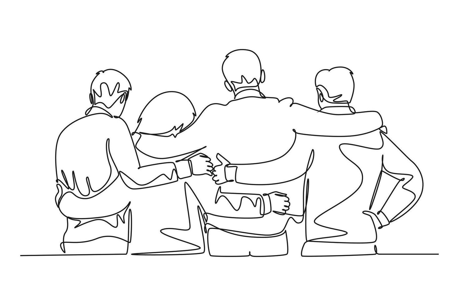 Meet Up Concept. Single line draw design graphic illustration. vector