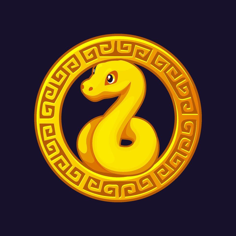 Chinese golden talisman with a snake, symbol 2025 year vector