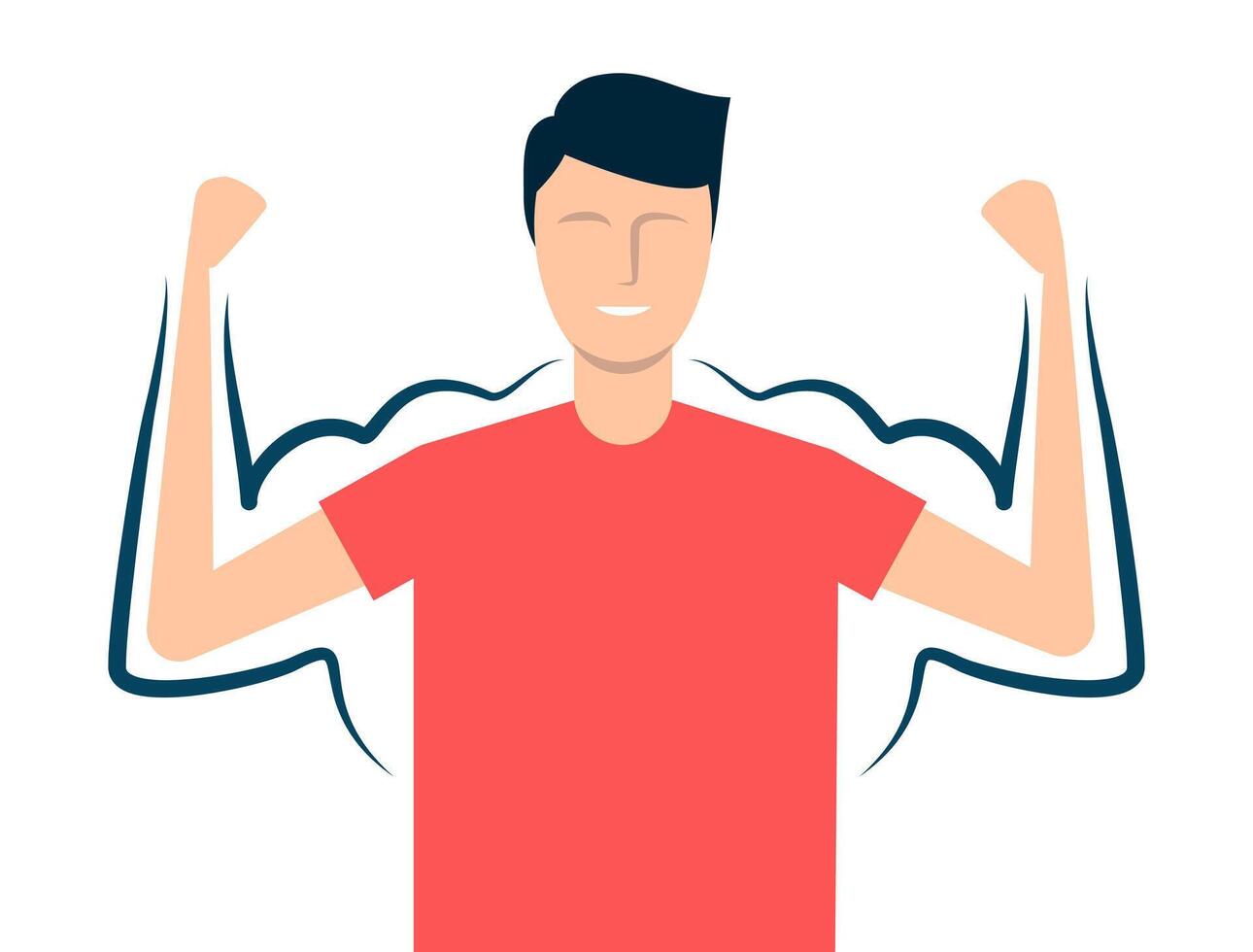 A thin guy is able to build muscle by doing in the gym or workout. illustration vector