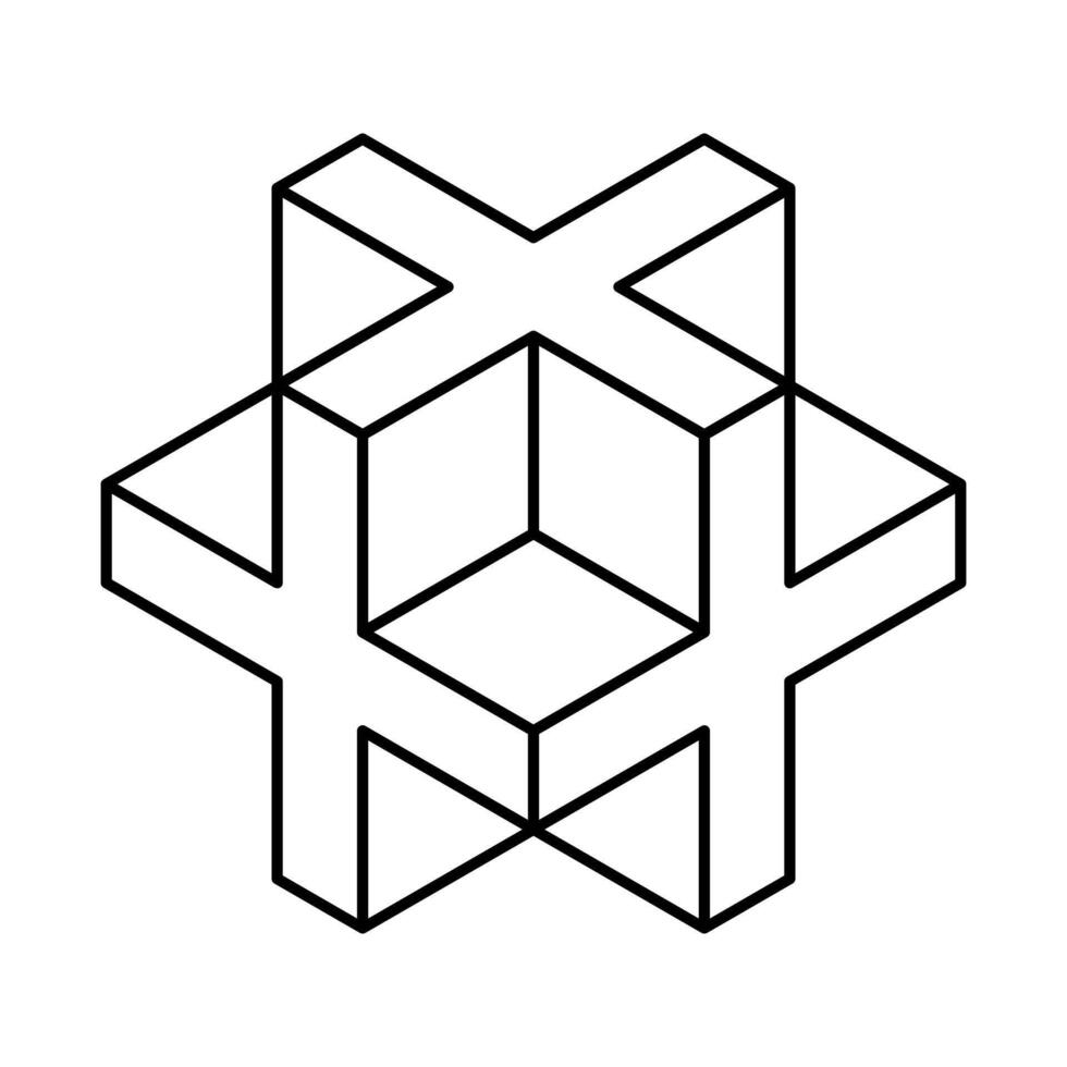 Cube logo, geometric design. Monochrome box logotype company, trendy techno emblem in isometric line style. vector