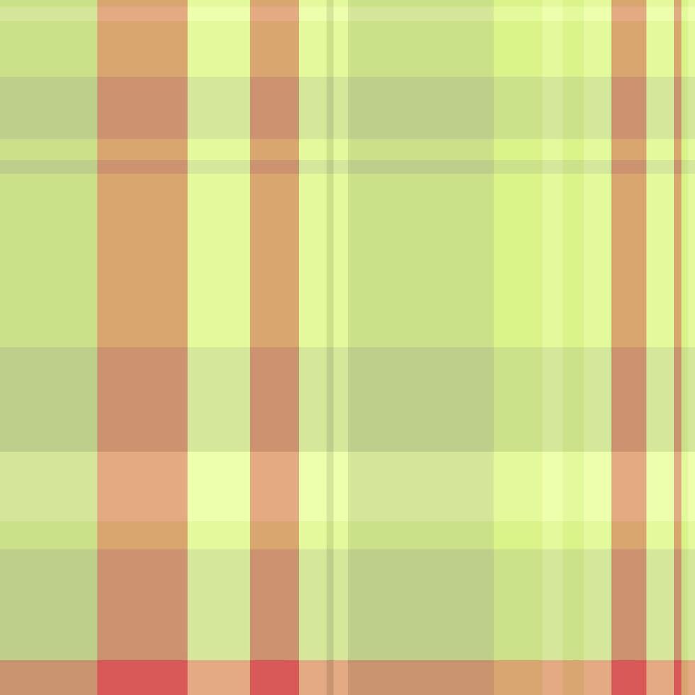 Tree fabric texture plaid, female background textile. Cross tartan seamless pattern check in lime and orange colors. vector