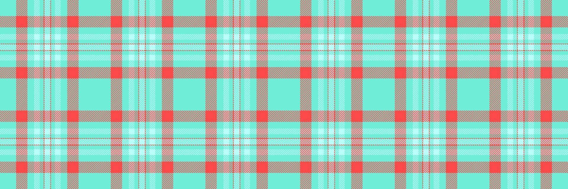 Creativity seamless texture, stripe tartan fabric background. Print pattern plaid check textile in teal and red colors. vector