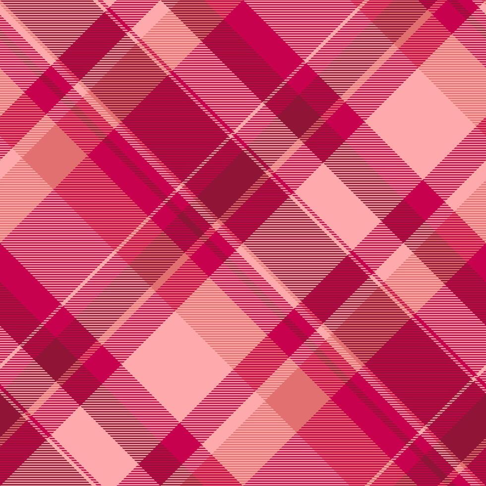 Horizontal seamless check, textured texture textile tartan. Quilted pattern plaid background fabric in red and pink colors. vector