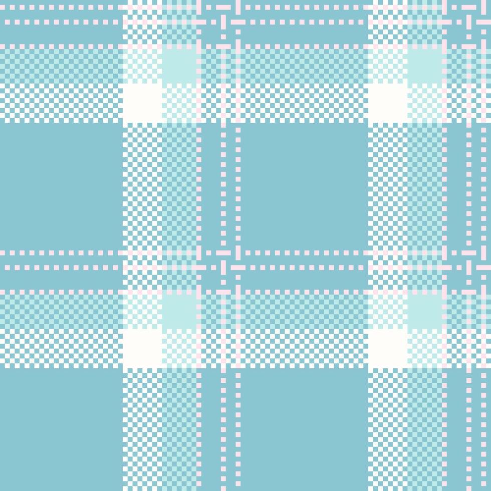 Neat textile seamless, customizable texture background plaid. Yuletide tartan fabric check pattern in cyan and light colors. vector