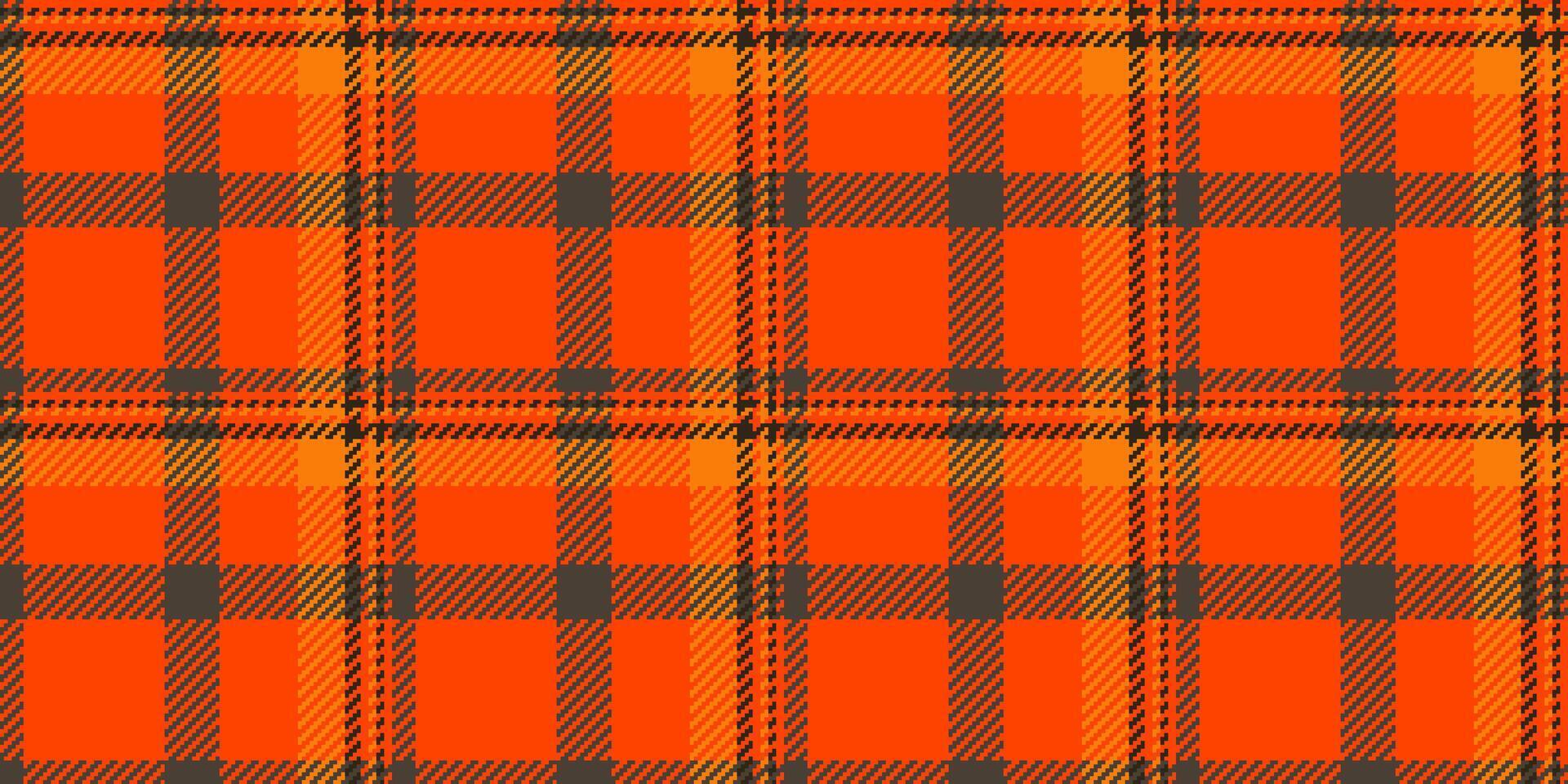Calm plaid texture, mid fabric textile pattern. Newborn check tartan seamless background in orange red and dark colors. vector