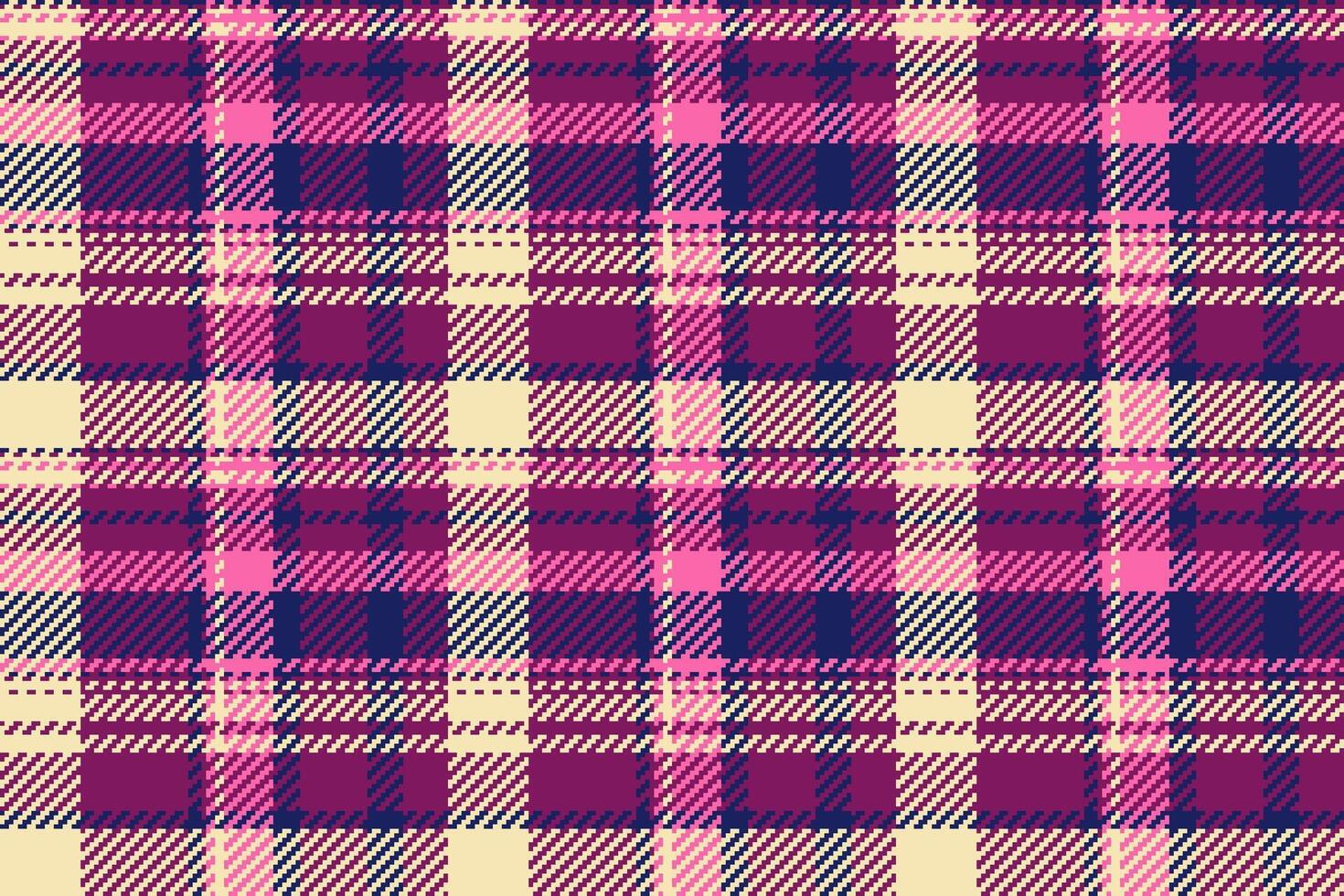 Subtle plaid check, napkin texture tartan background. Horizontal textile fabric seamless pattern in pink and light colors. vector