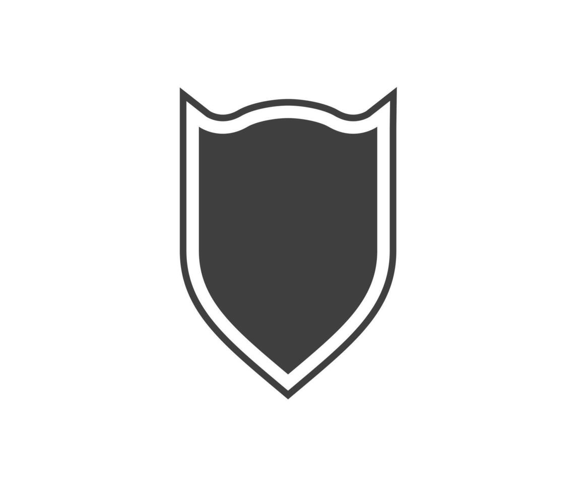 Shield black and white logo. Guarantee, insignia and guard symbol. Security icon vector