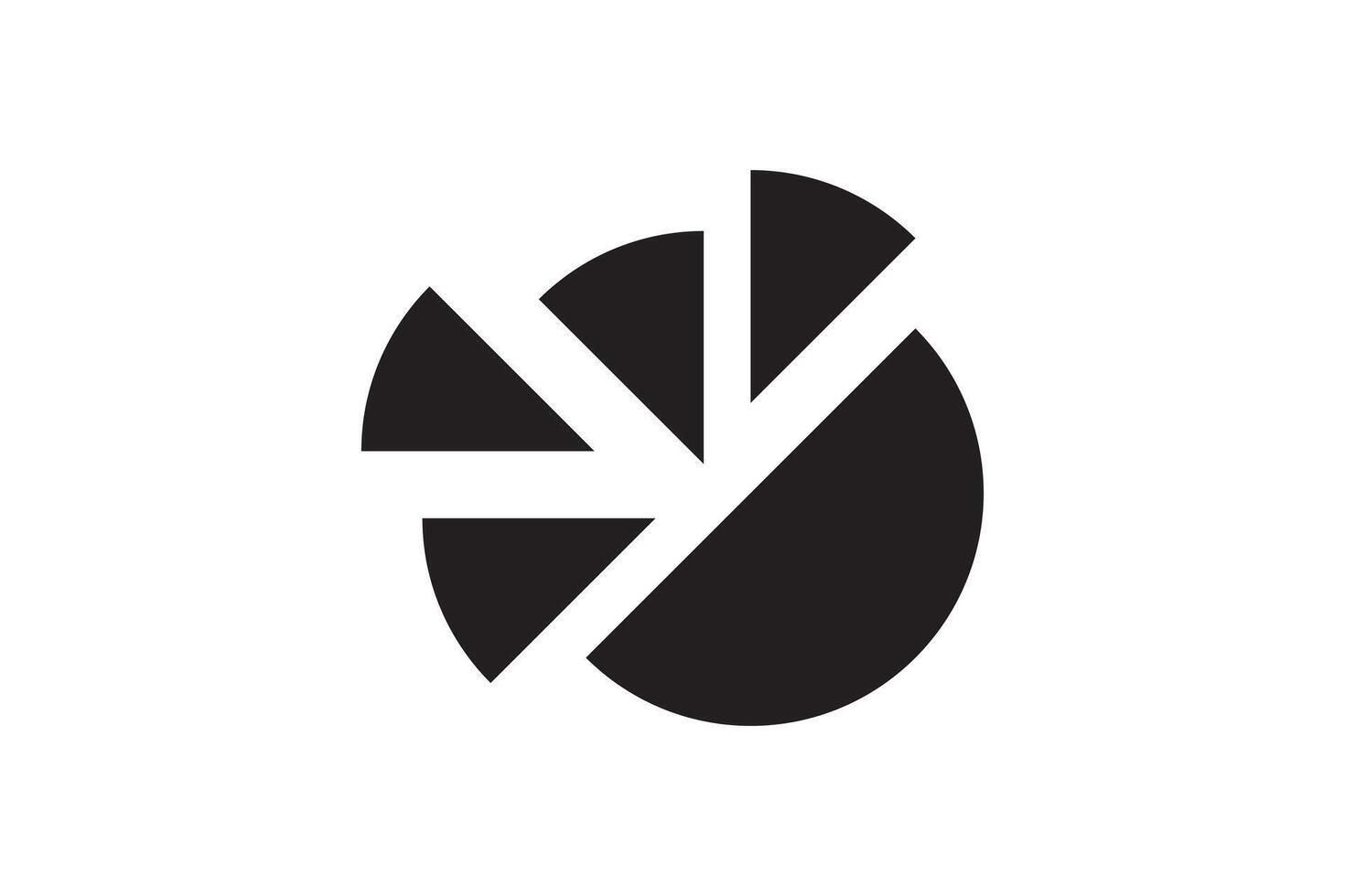 Round graphic fraction circle shape element. Geometric diagram division section icon. vector