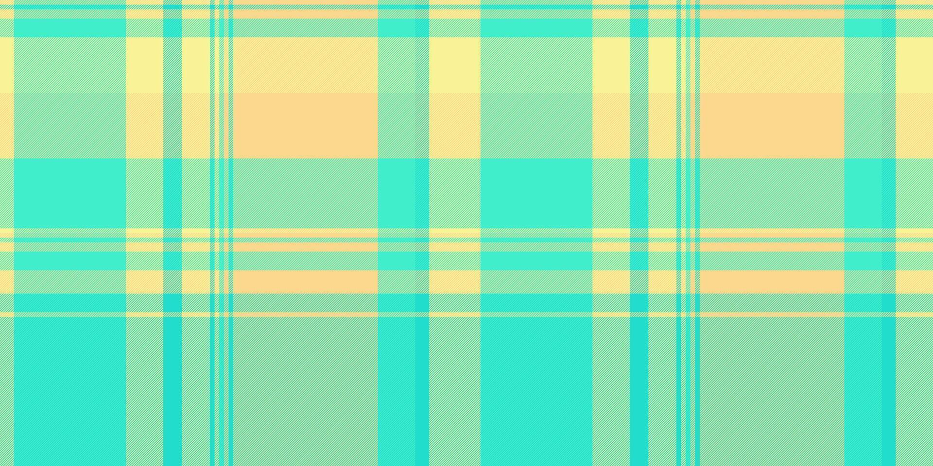 Deep check seamless texture, list textile fabric background. Fit plaid tartan pattern in teal and amber colors. vector