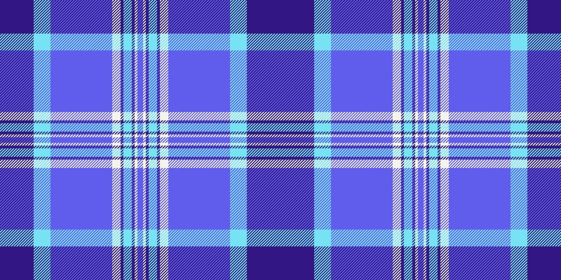 Gift paper tartan textile plaid, large pattern seamless fabric. Backdrop texture background check in indigo and cyan colors. vector
