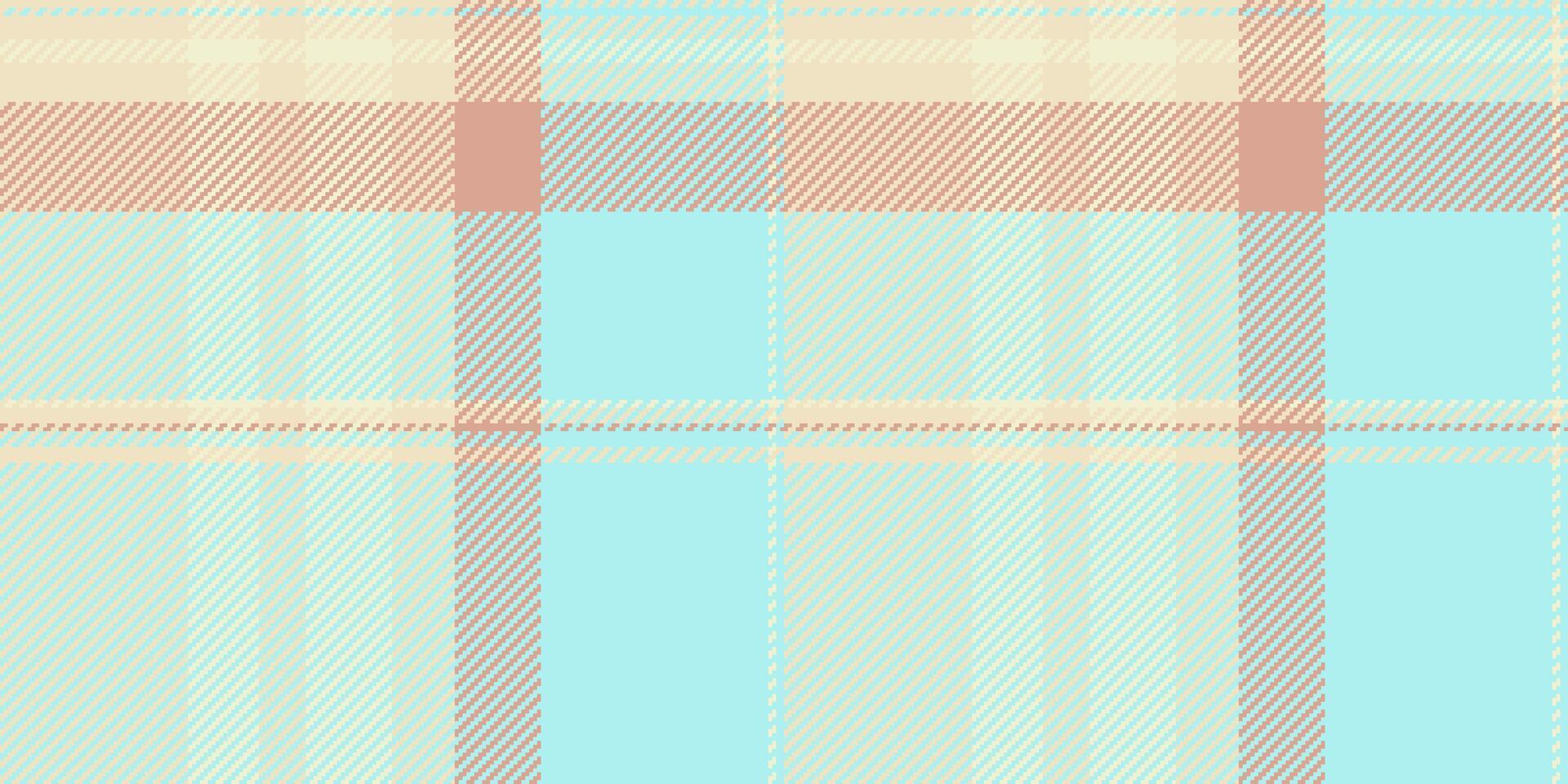 Variety fabric seamless plaid, other texture pattern. Merry tartan textile check background in light and pale turquoise colors. vector