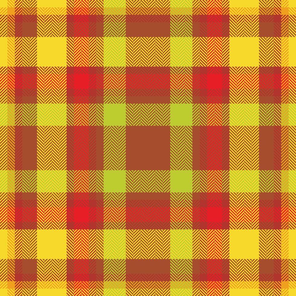 Plaid check pattern in orange and red colors. Seamless fabric texture. Tartan textile print. vector