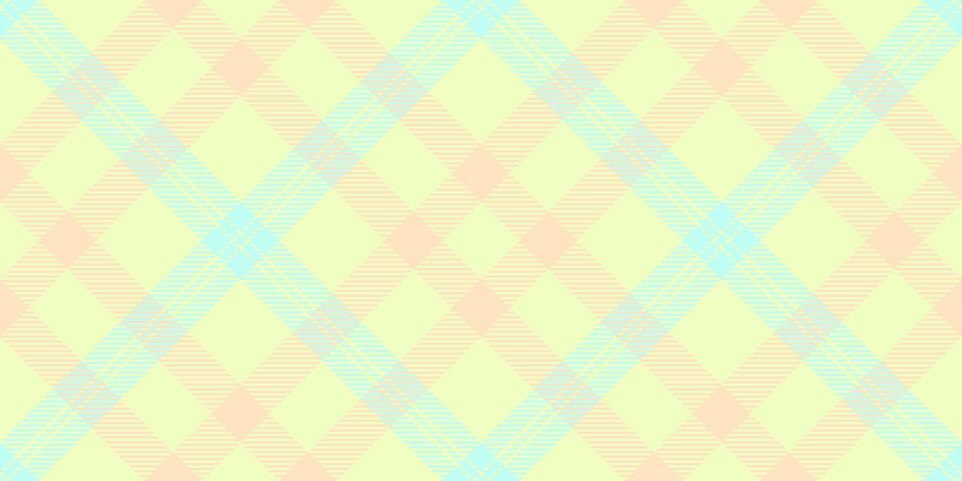 Idyllic plaid fabric pattern, slim tartan texture textile. Creative background check seamless in light and bisque colors. vector