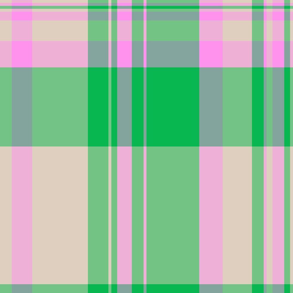 Everyday plaid fabric background, hotel pattern check. Art texture seamless tartan textile in light and green colors. vector